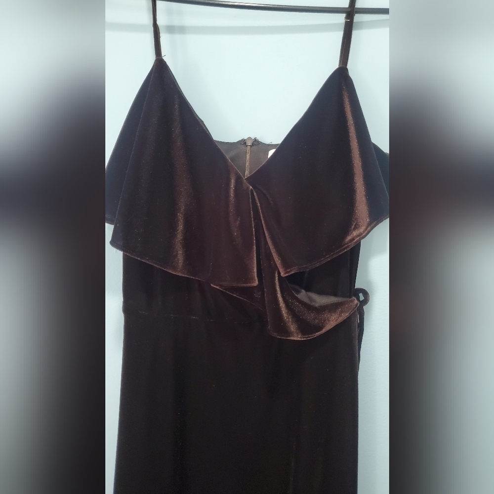 Bailey 44 velvet Princess Chocolate Brown wrap dress Size Medium - Picture 5 of 10